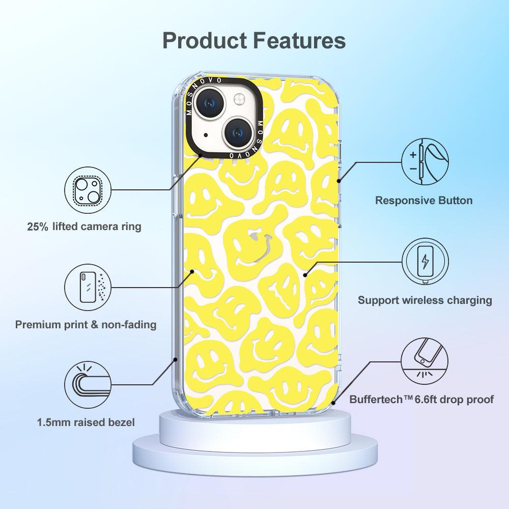 Melted Yellow Smiles Face Phone Case - iPhone 14 Plus Case - MOSNOVO