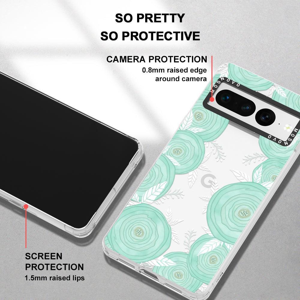 Mint Flower Phone Case - Google Pixel 7 Pro Case - MOSNOVO