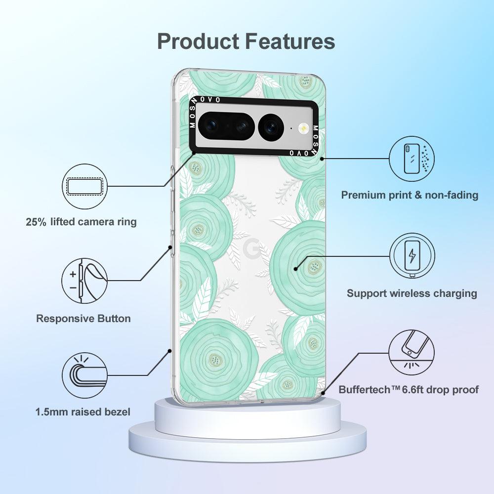 Mint Flower Phone Case - Google Pixel 7 Pro Case - MOSNOVO