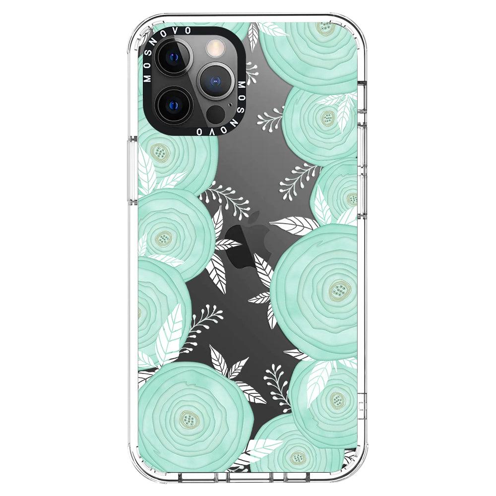 Mint Flower Phone Case - iPhone 12 Pro Case - MOSNOVO