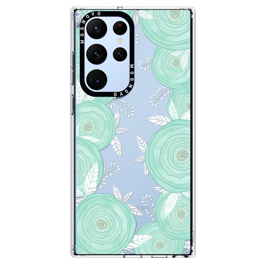 Mint Flower Phone Case - Samsung Galaxy S22 Ultra Case - MOSNOVO