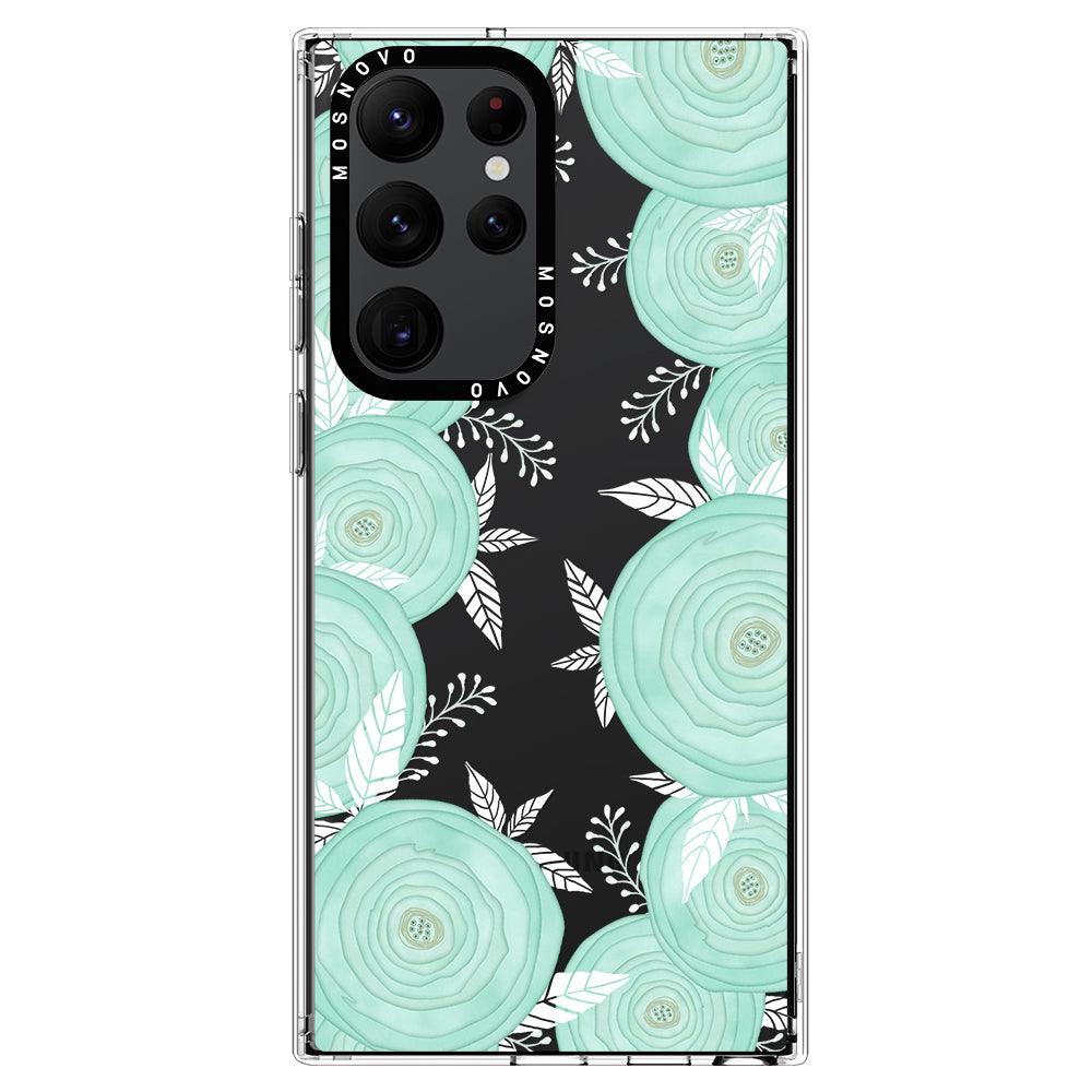 Mint Flower Phone Case - Samsung Galaxy S22 Ultra Case - MOSNOVO