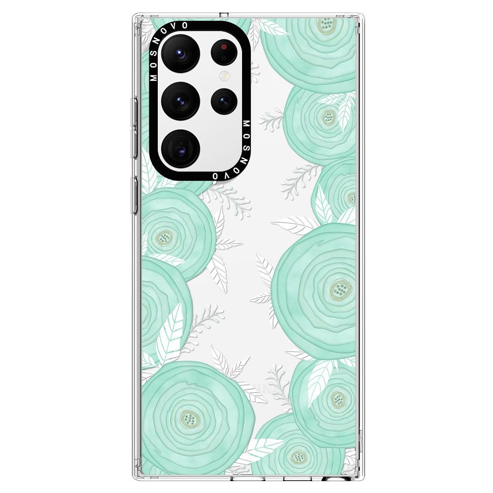 Mint Flower Phone Case - Samsung Galaxy S22 Ultra Case - MOSNOVO