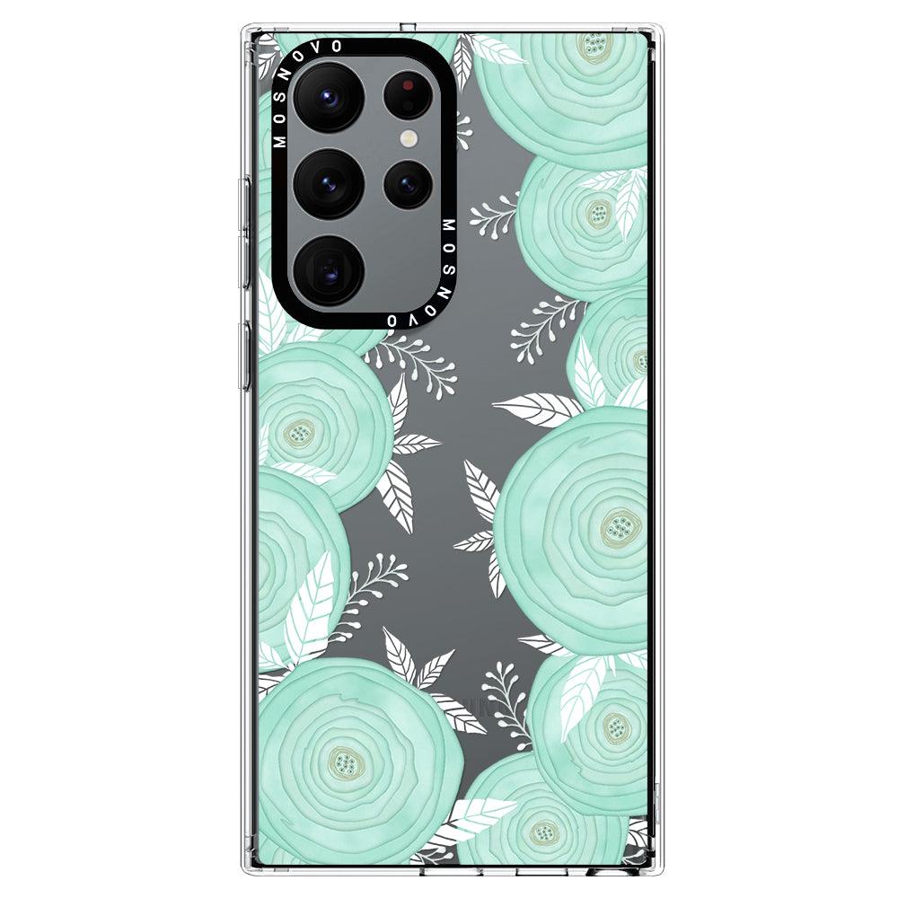 Mint Flower Phone Case - Samsung Galaxy S22 Ultra Case - MOSNOVO