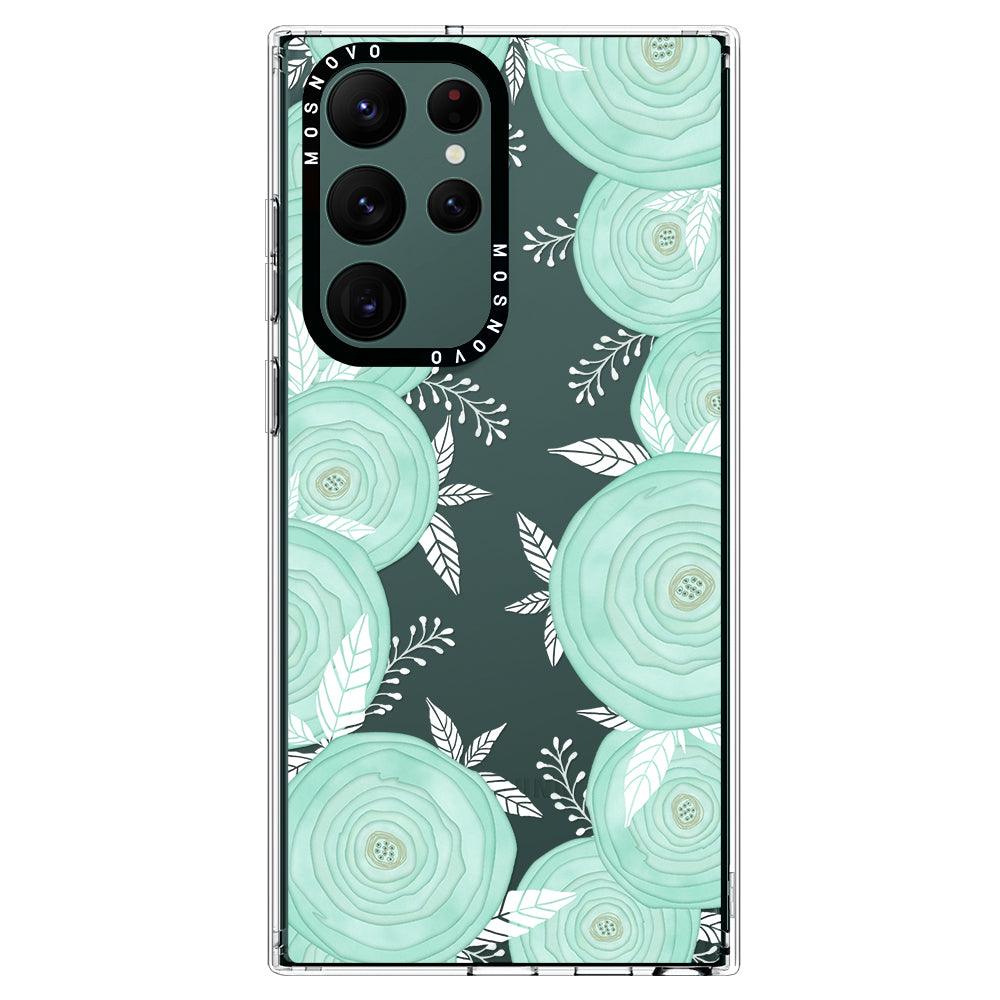 Mint Flower Phone Case - Samsung Galaxy S22 Ultra Case - MOSNOVO