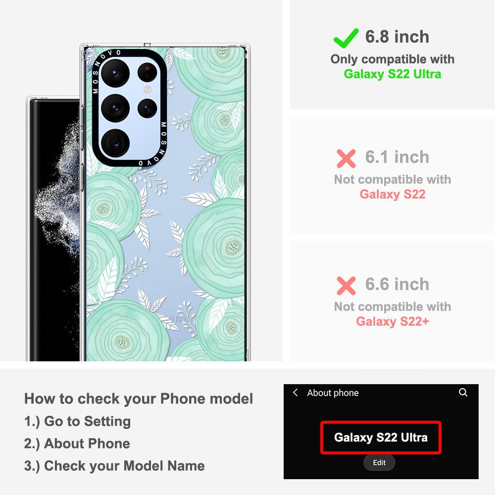 Mint Flower Phone Case - Samsung Galaxy S22 Ultra Case - MOSNOVO