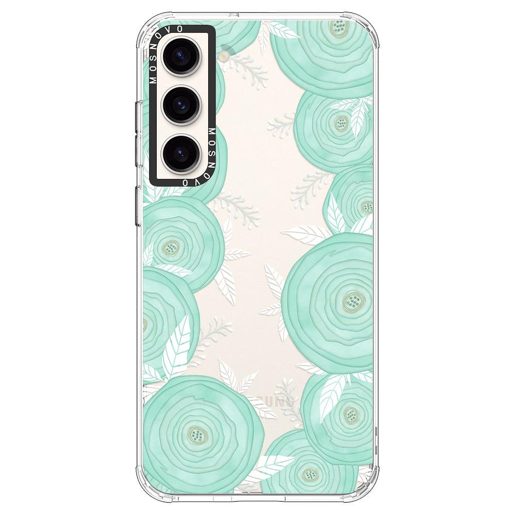 Mint Flower Phone Case - Samsung Galaxy S23 Plus Case - MOSNOVO