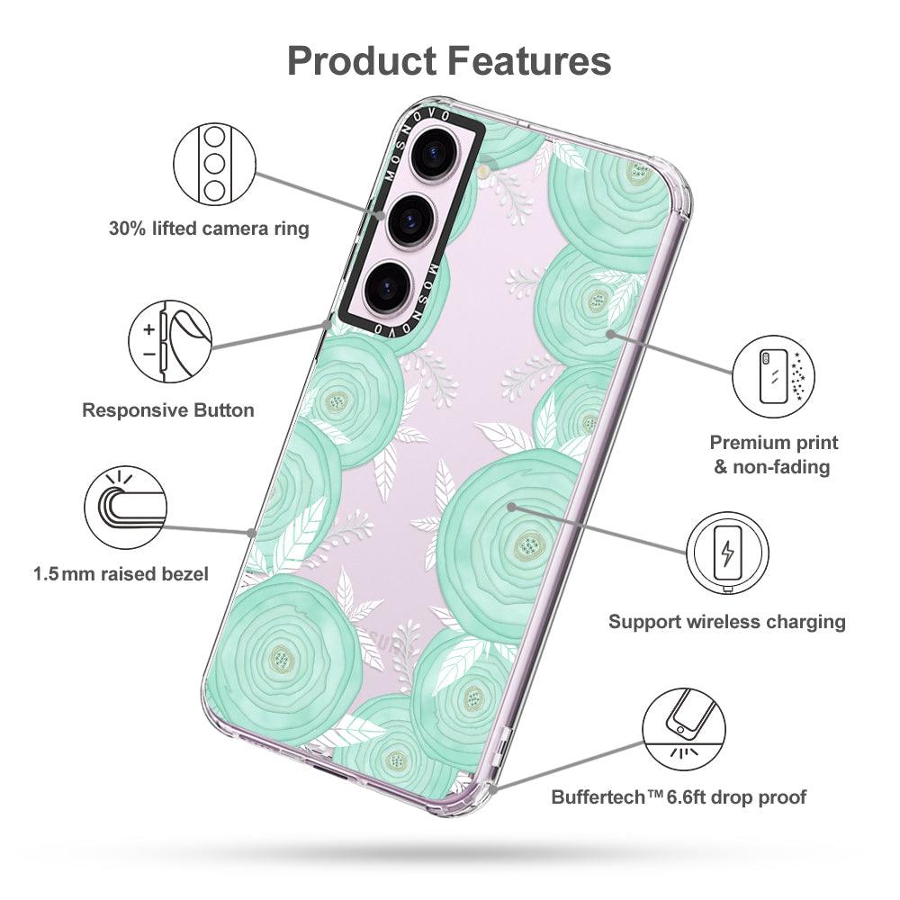 Mint Flower Phone Case - Samsung Galaxy S23 Plus Case - MOSNOVO