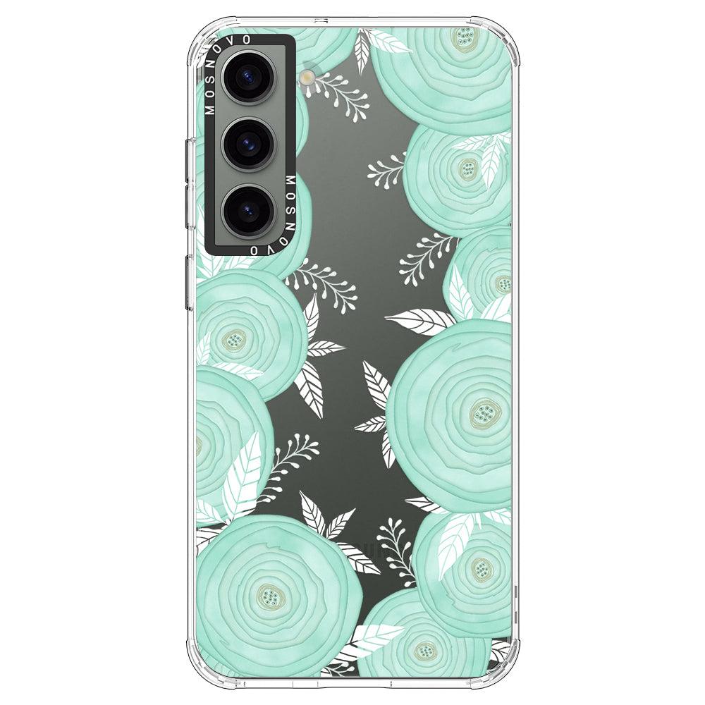 Mint Flower Phone Case - Samsung Galaxy S23 Plus Case - MOSNOVO