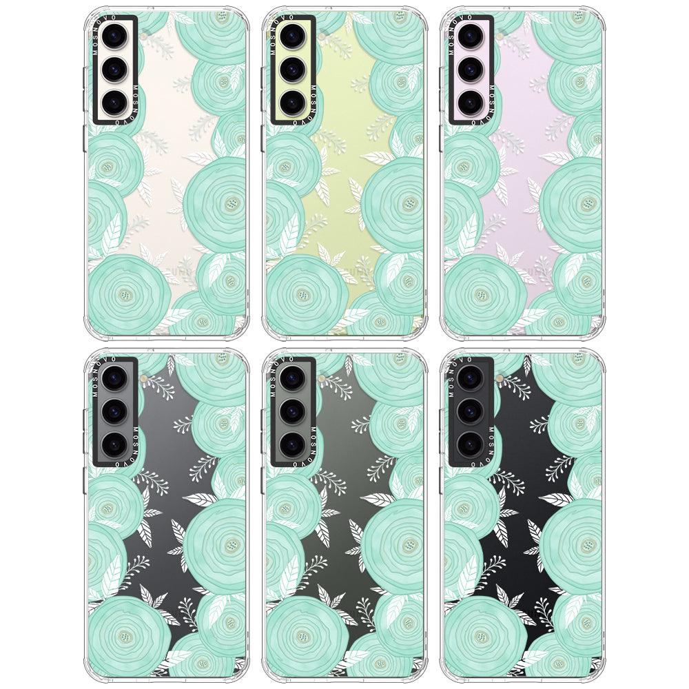 Mint Flower Phone Case - Samsung Galaxy S23 Plus Case - MOSNOVO