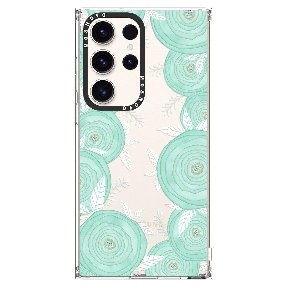 Mint Flower Phone Case - Samsung Galaxy S23 Ultra Case - MOSNOVO