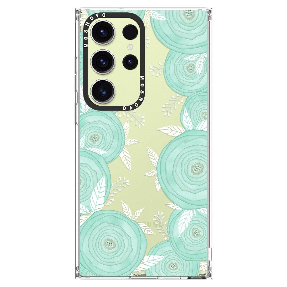 Mint Flower Phone Case - Samsung Galaxy S23 Ultra Case - MOSNOVO