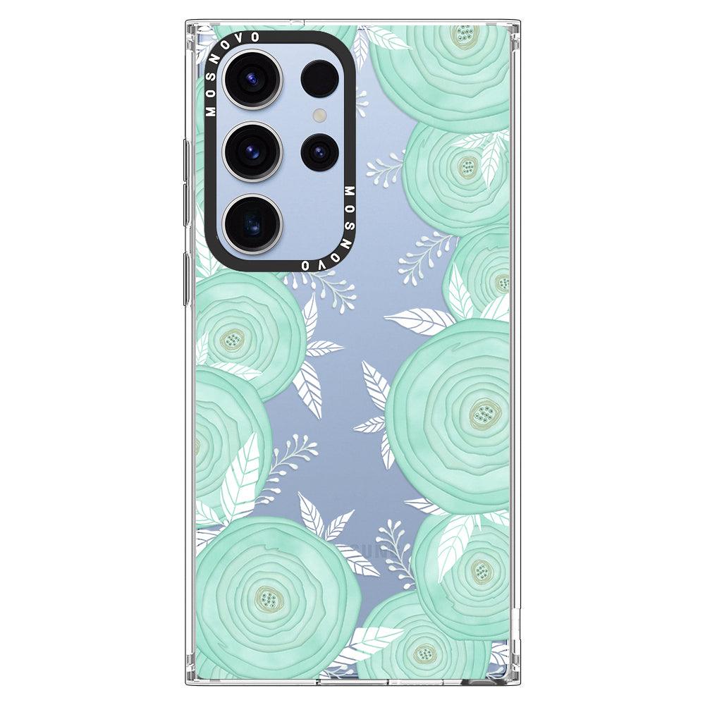 Mint Flower Phone Case - Samsung Galaxy S23 Ultra Case - MOSNOVO