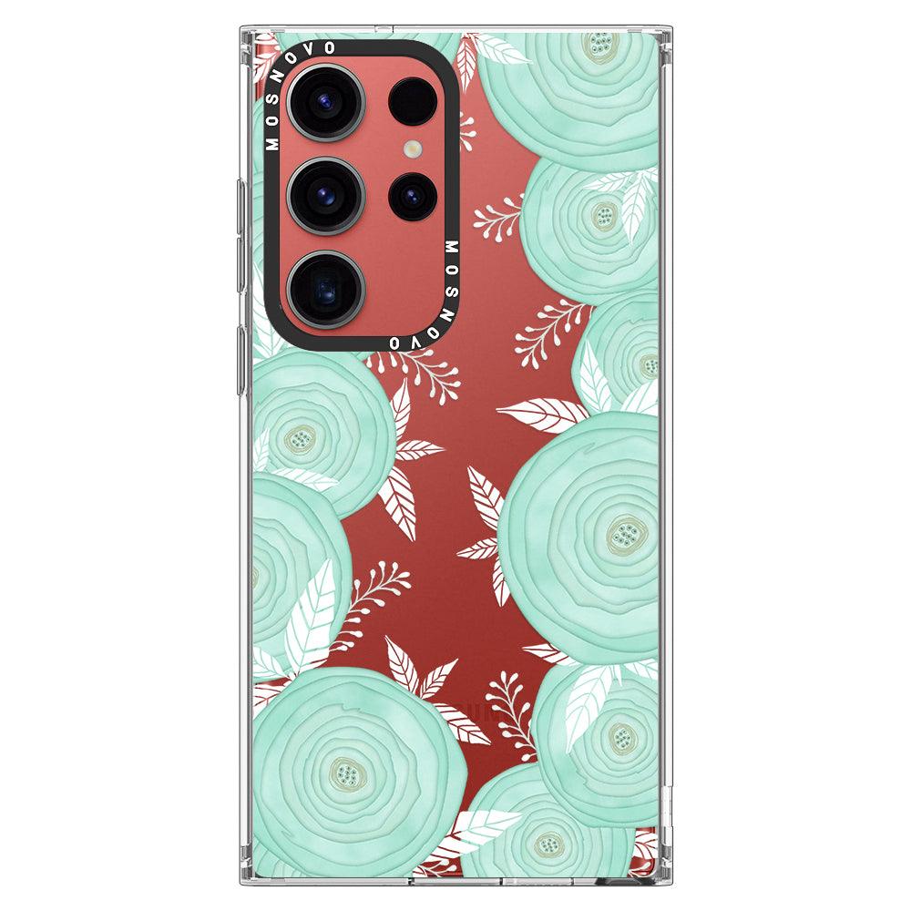 Mint Flower Phone Case - Samsung Galaxy S23 Ultra Case - MOSNOVO