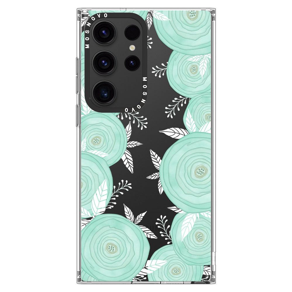 Mint Flower Phone Case - Samsung Galaxy S23 Ultra Case - MOSNOVO