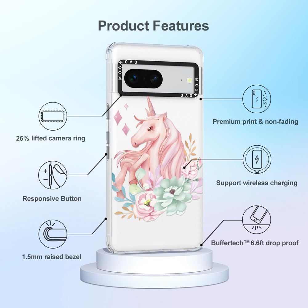 Pastel Flower Unicorn Phone Case - Google Pixel 7 Case - MOSNOVO