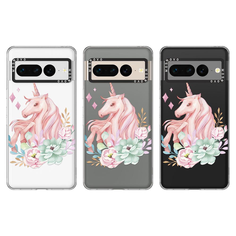 Pastel Flower Unicorn Phone Case - Google Pixel 7 Pro Case - MOSNOVO