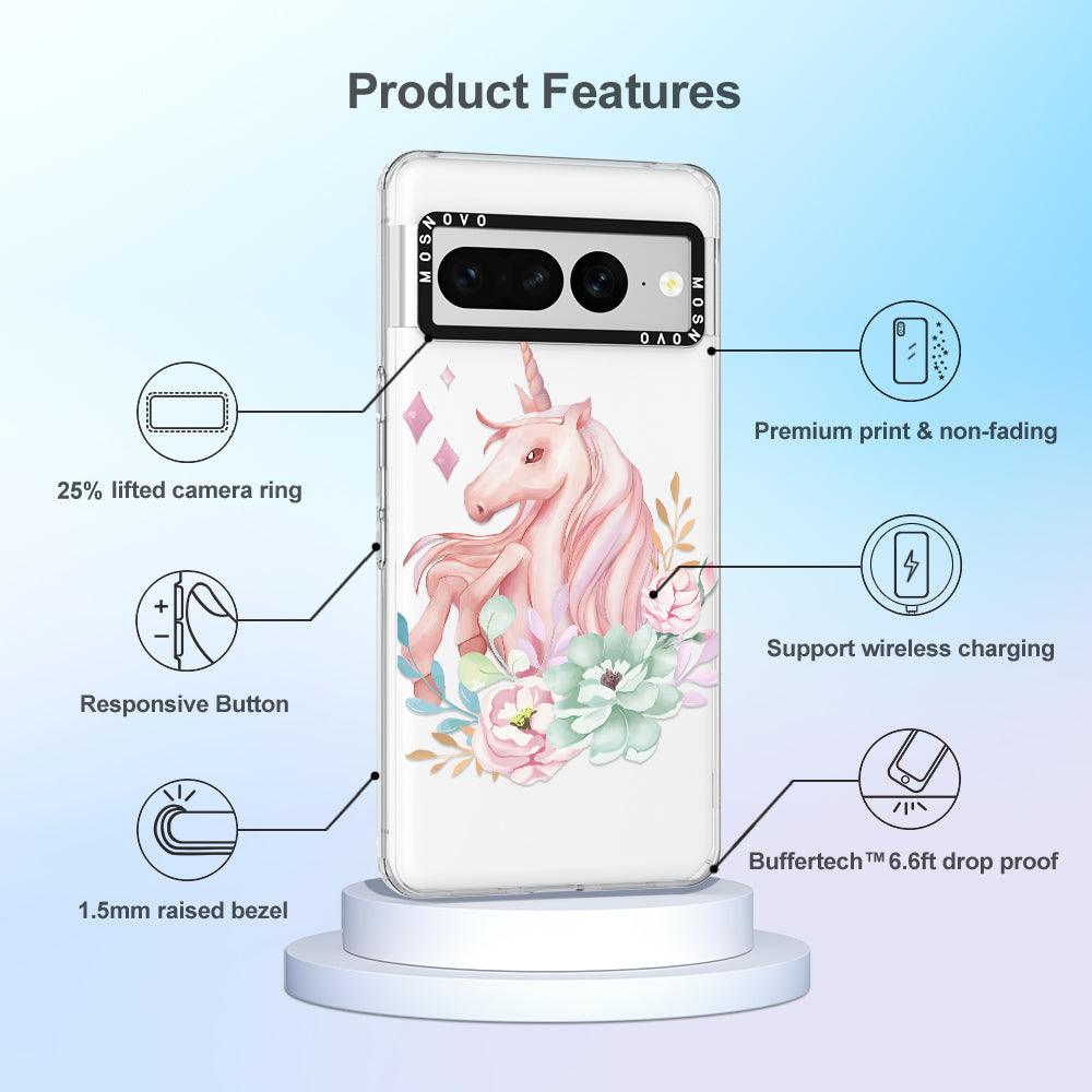 Pastel Flower Unicorn Phone Case - Google Pixel 7 Pro Case - MOSNOVO