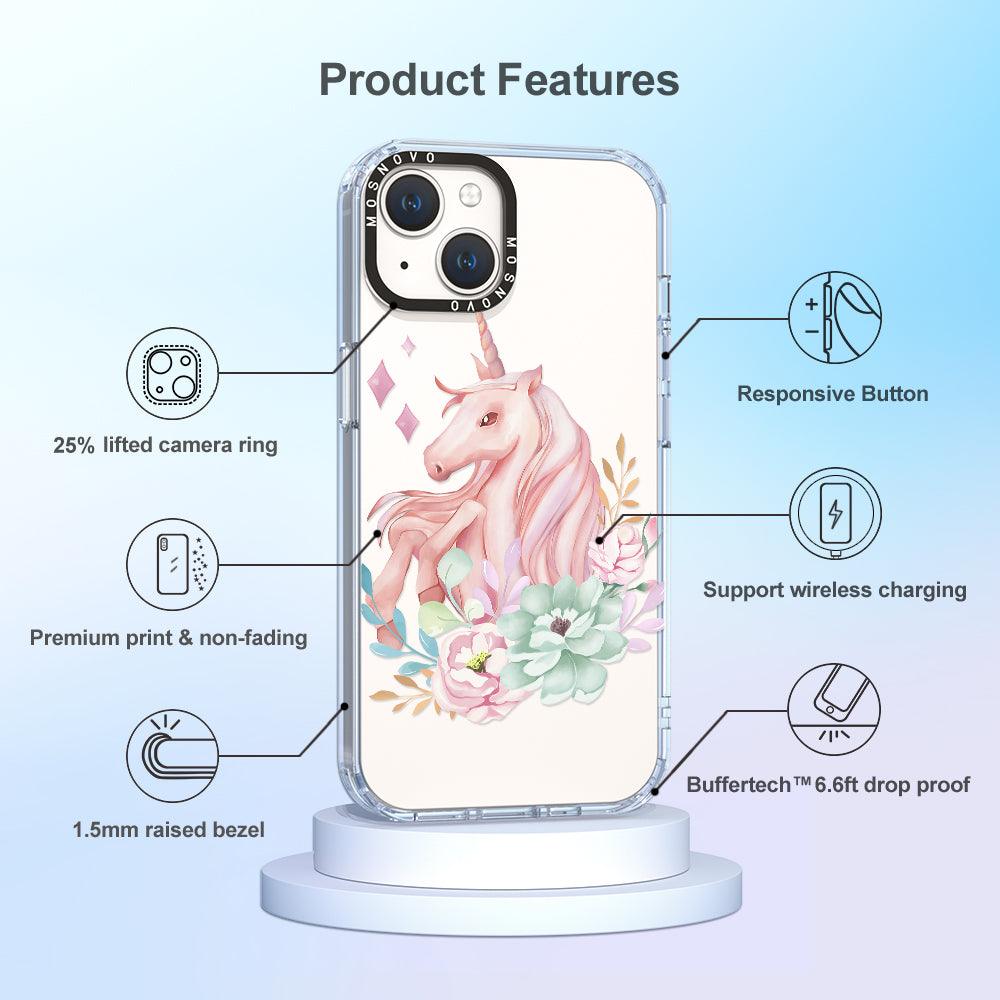 Elegant Flowers Unicorn Phone Case - iPhone 14 Case - MOSNOVO