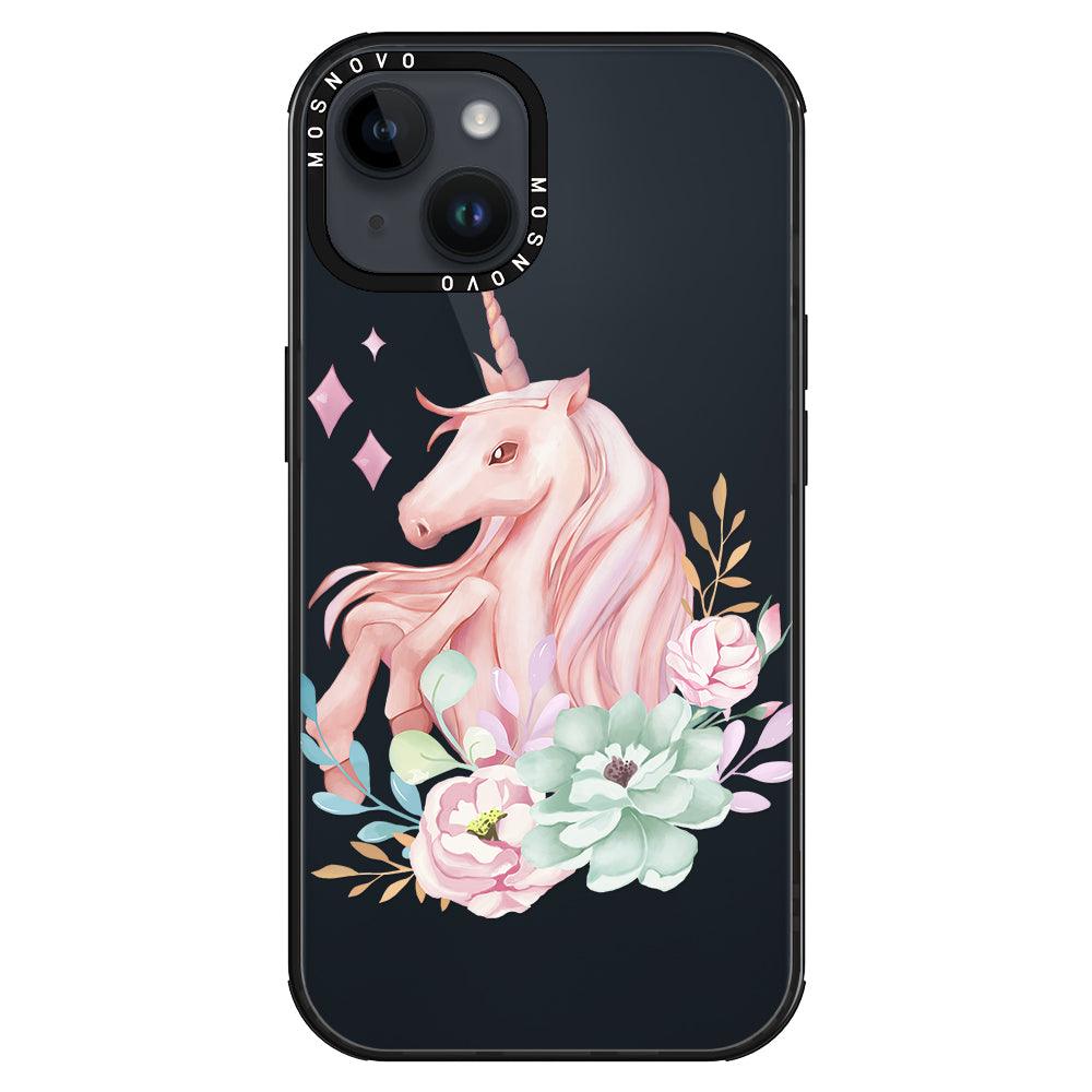 Elegant Flowers Unicorn Phone Case - iPhone 14 Plus Case - MOSNOVO