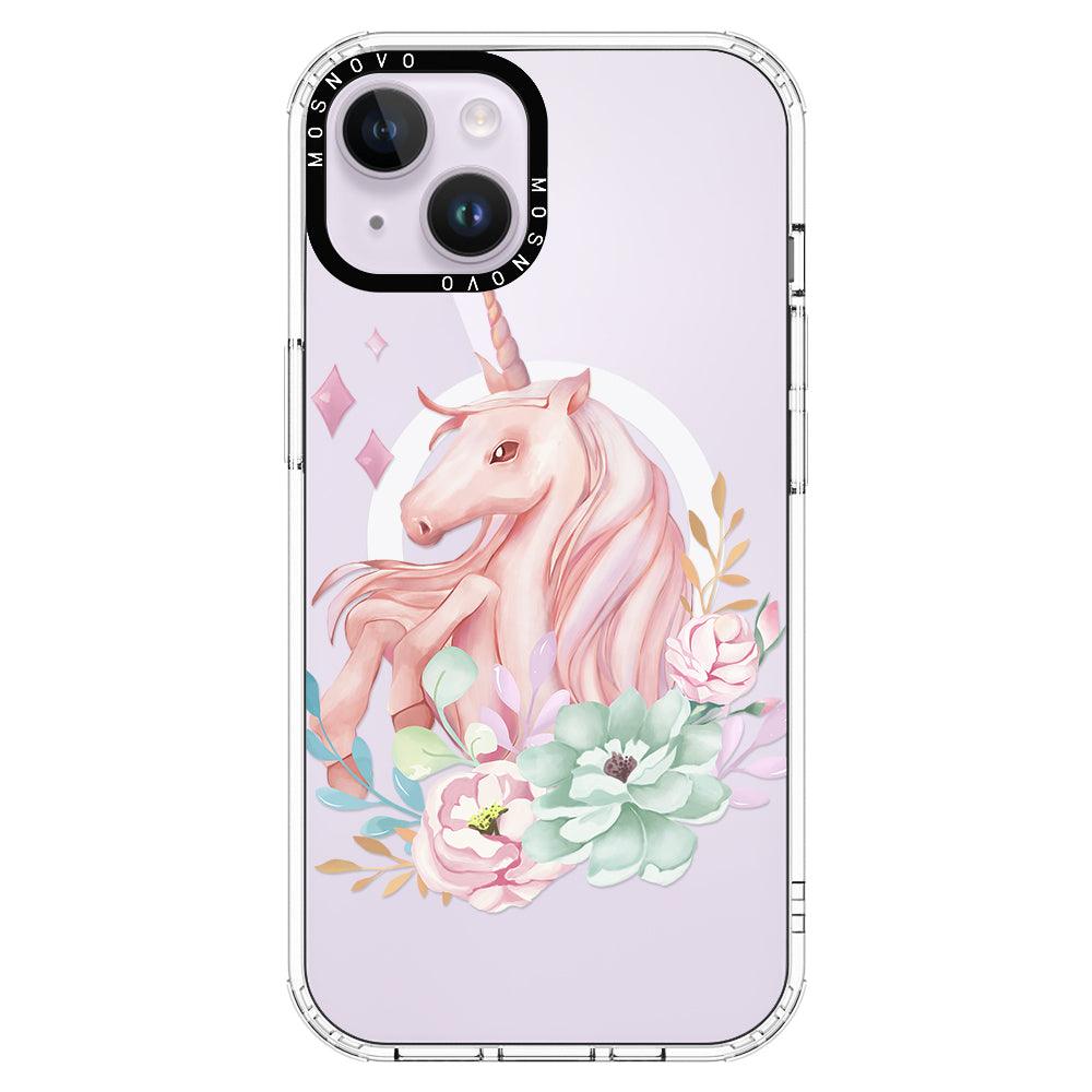 Elegant Flowers Unicorn Phone Case - iPhone 14 Plus Case - MOSNOVO