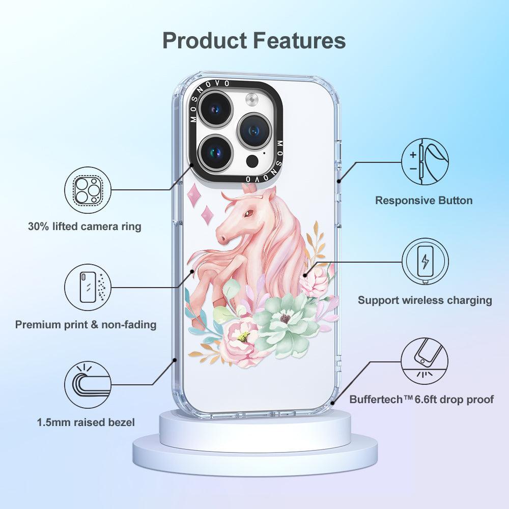 Elegant Flowers Unicorn Phone Case - iPhone 14 Pro Case - MOSNOVO