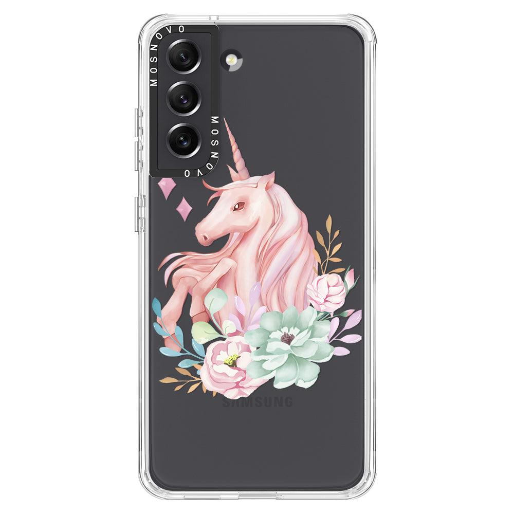 Pastel Flower Unicorn Phone Case - Samsung Galaxy S21 FE Case - MOSNOVO