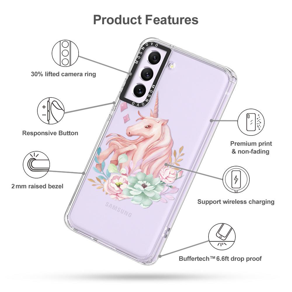 Pastel Flower Unicorn Phone Case - Samsung Galaxy S21 FE Case - MOSNOVO