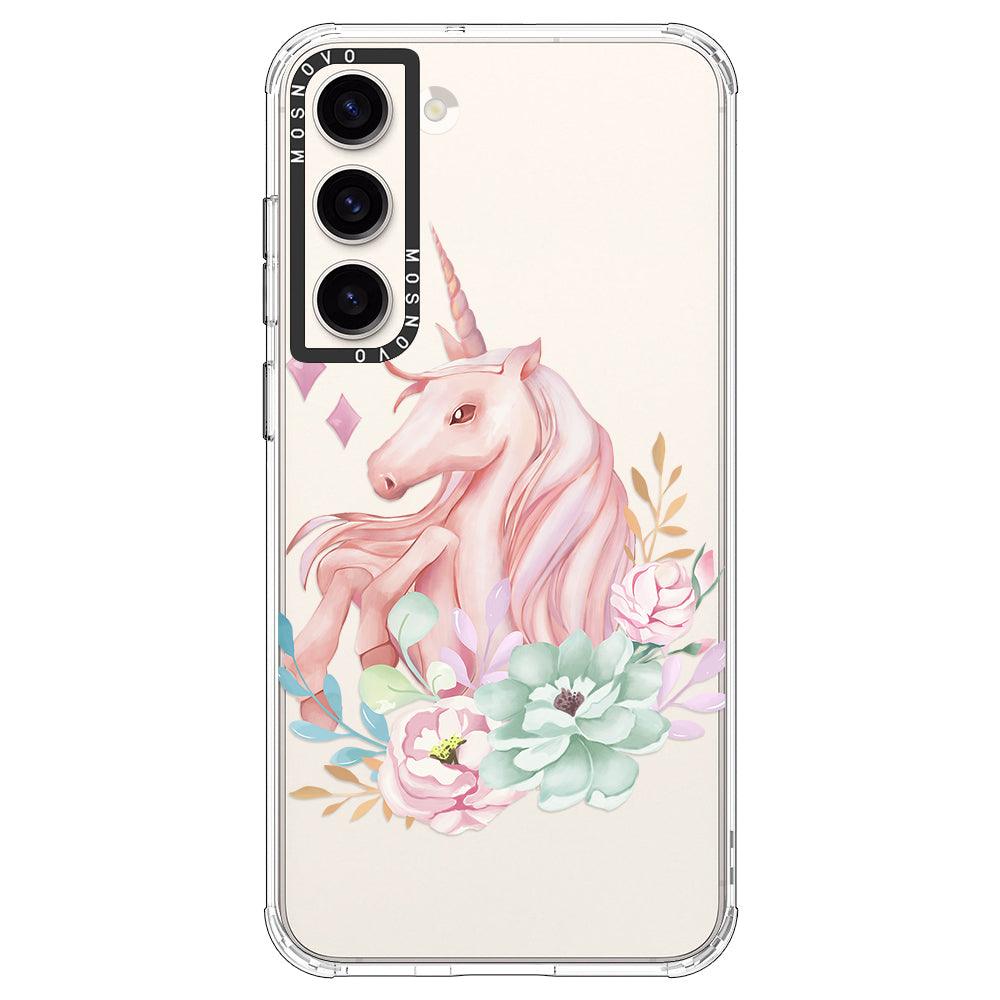 Pastel Flower Unicorn Phone Case - Samsung Galaxy S23 Plus Case - MOSNOVO