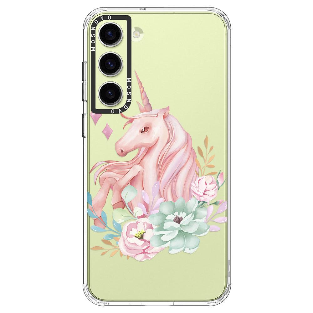 Pastel Flower Unicorn Phone Case - Samsung Galaxy S23 Plus Case - MOSNOVO