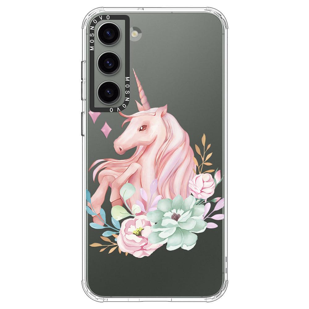 Pastel Flower Unicorn Phone Case - Samsung Galaxy S23 Plus Case - MOSNOVO