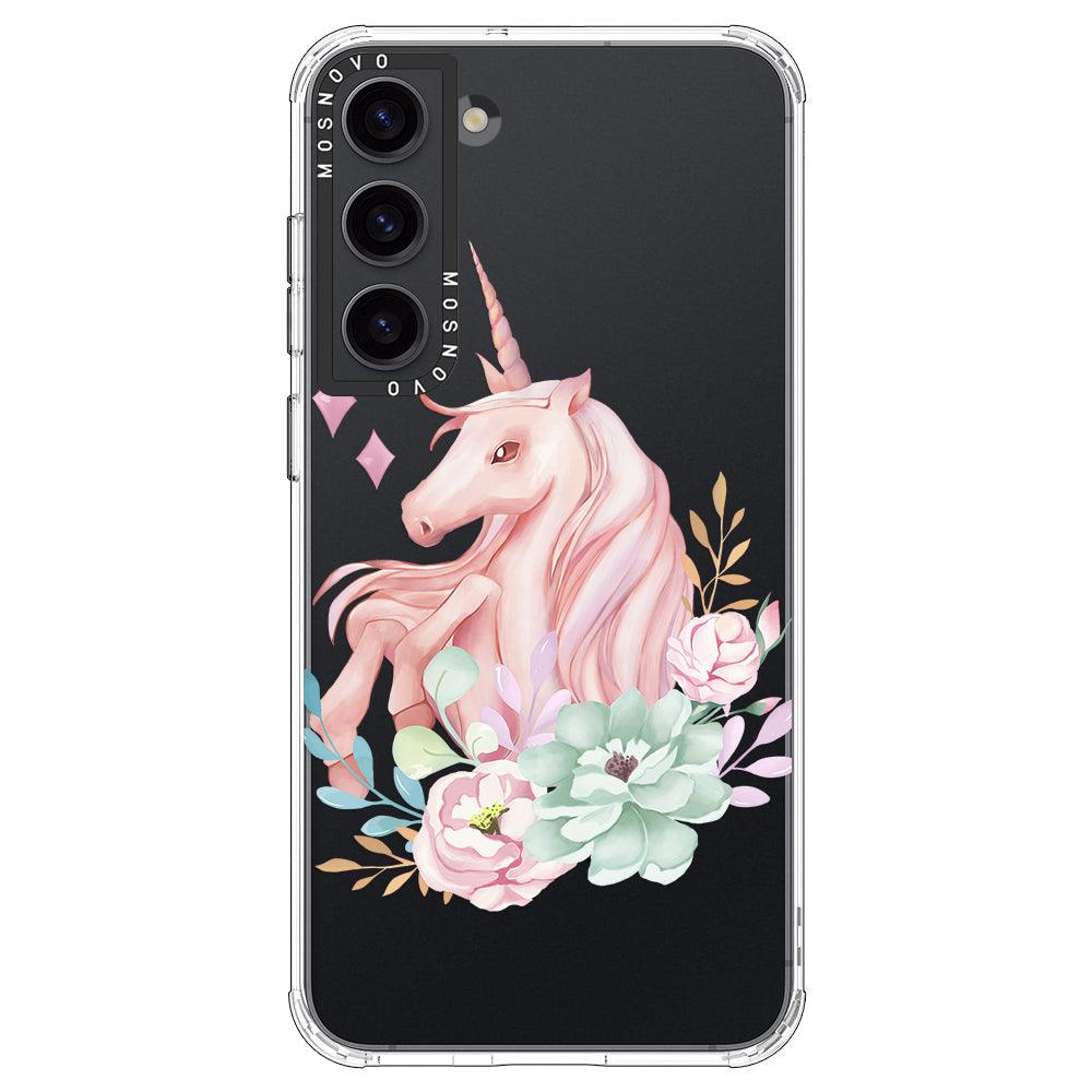 Pastel Flower Unicorn Phone Case - Samsung Galaxy S23 Plus Case - MOSNOVO