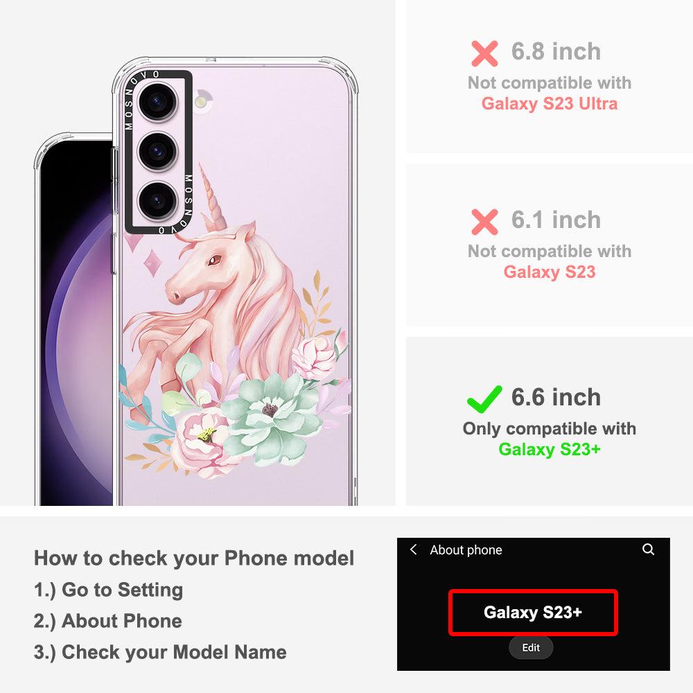 Pastel Flower Unicorn Phone Case - Samsung Galaxy S23 Plus Case - MOSNOVO