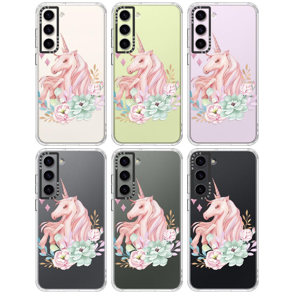 Pastel Flower Unicorn Phone Case - Samsung Galaxy S23 Plus Case - MOSNOVO