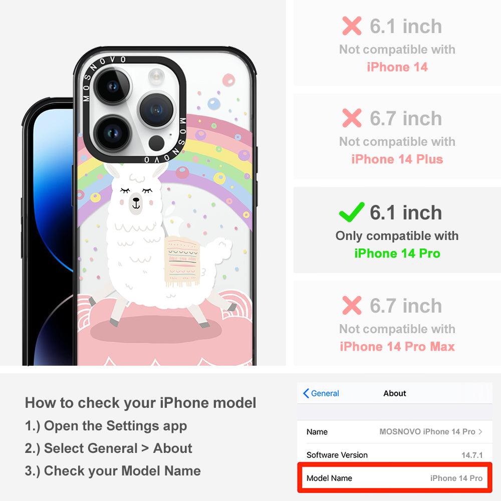 Rainbow Alpaca Phone Case - iPhone 14 Pro Case - MOSNOVO