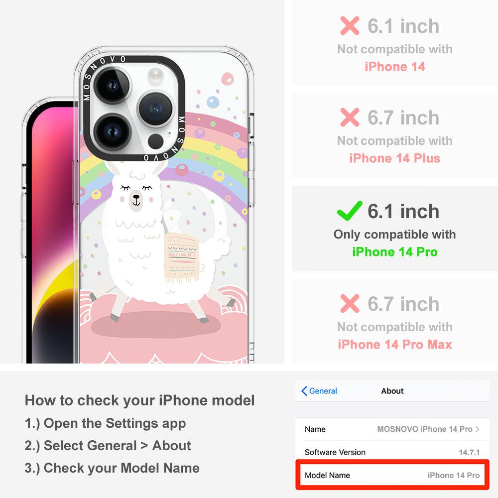 Rainbow Alpaca Phone Case - iPhone 14 Pro Case - MOSNOVO