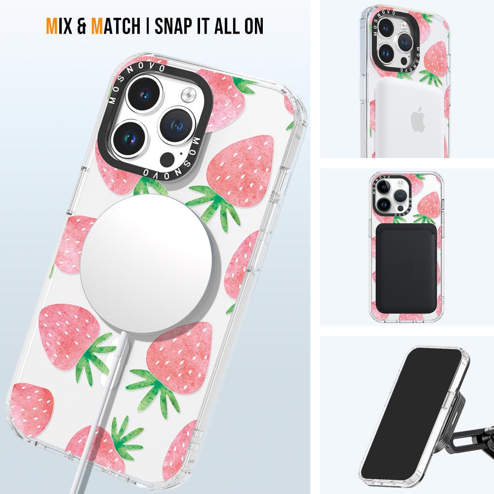 Pastel Strawberry Phone Case - iPhone 14 Pro Max Case - MOSNOVO