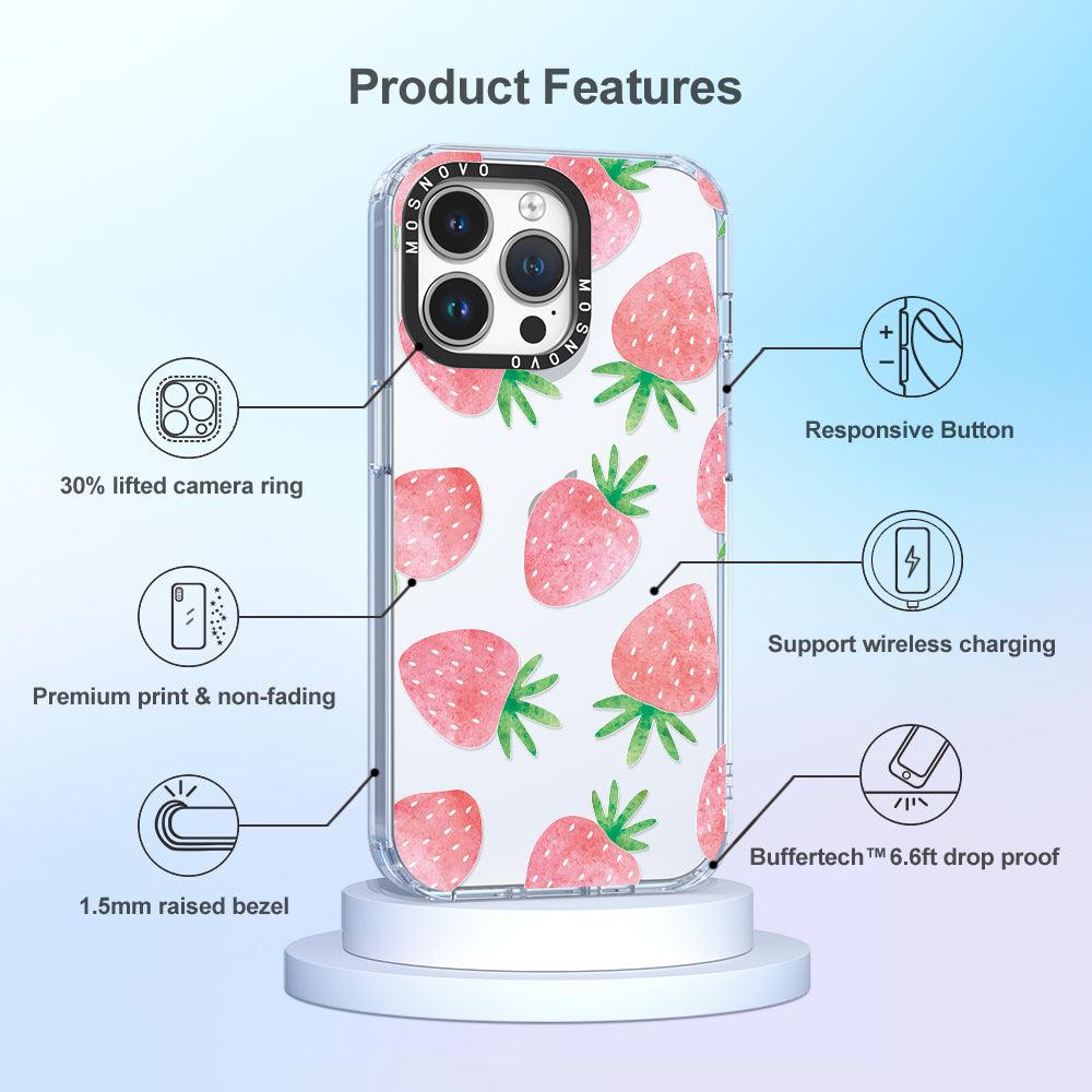 Pastel Strawberry Phone Case - iPhone 14 Pro Max Case - MOSNOVO