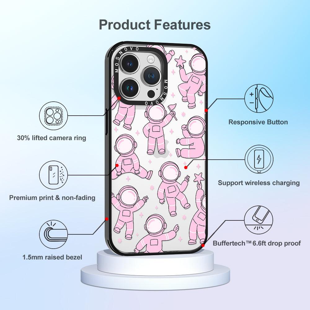 Pink Astronaut Phone Case - iPhone 14 Pro Max Case - MOSNOVO