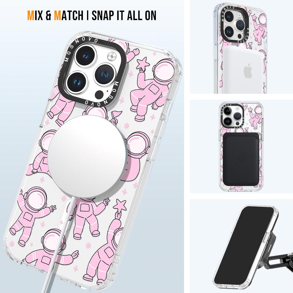 Pink Astronaut Phone Case - iPhone 14 Pro Max Case - MOSNOVO