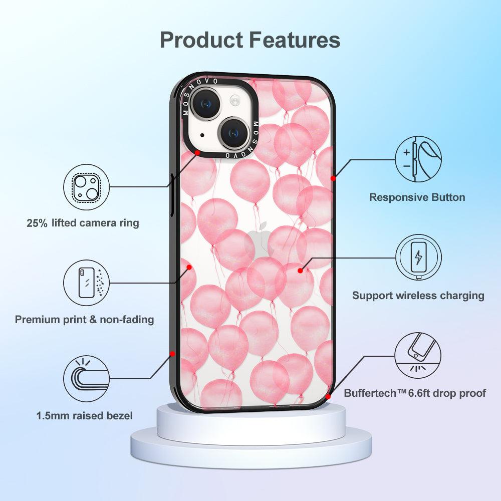 Pink Ballons Phone Case - iPhone 14 Plus Case - MOSNOVO