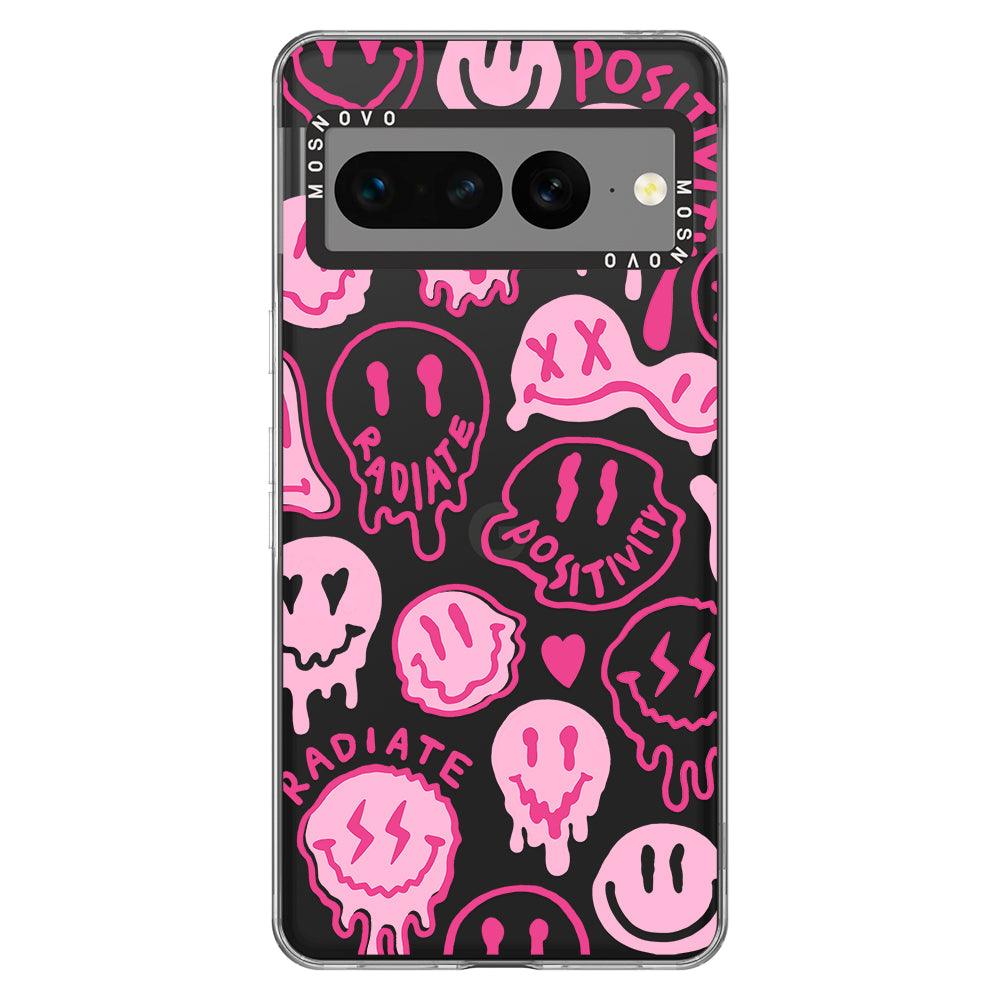 Pink Dripping Smiles Positivity Radiate Face Phone Case - iPhone