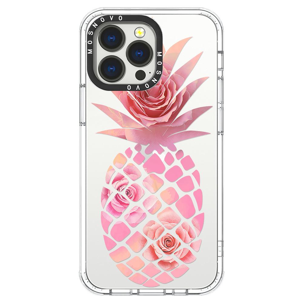 Pink Floral Pineapple Phone Case - iPhone 13 Pro Case - MOSNOVO