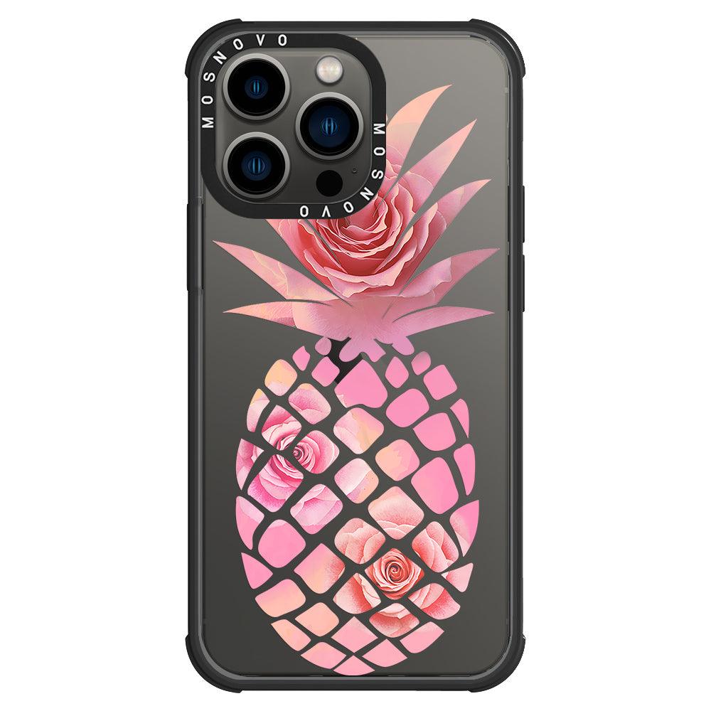 Pink Floral Pineapple Phone Case - iPhone 13 Pro Case - MOSNOVO