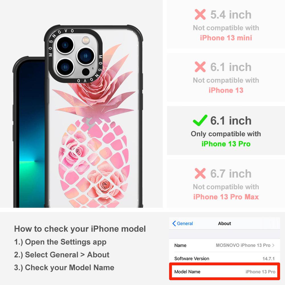 Pink Floral Pineapple Phone Case - iPhone 13 Pro Case - MOSNOVO