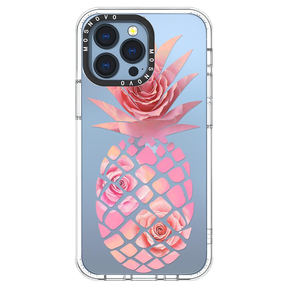 Pink Floral Pineapple Phone Case - iPhone 13 Pro Case - MOSNOVO