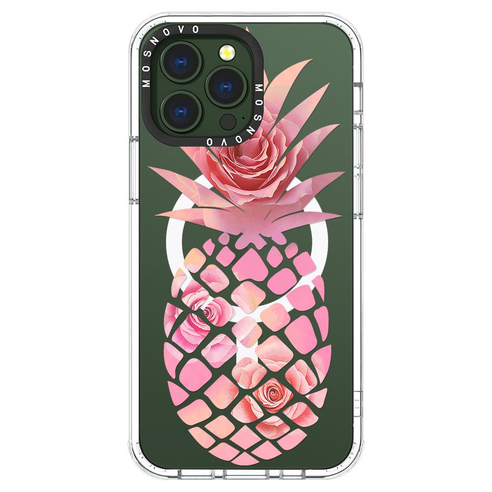 Pink Floral Pineapple Phone Case - iPhone 13 Pro Case - MOSNOVO