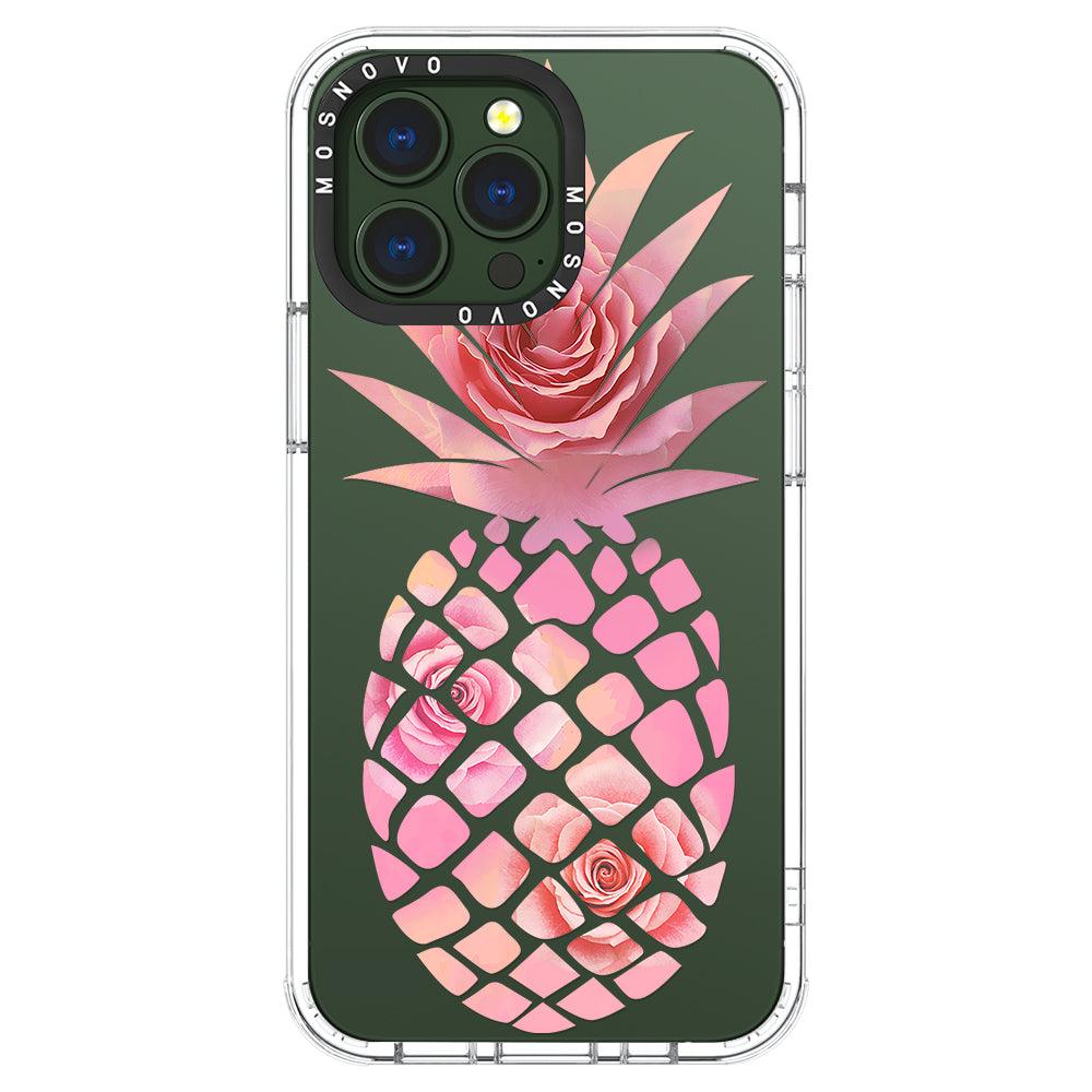 Pink Floral Pineapple Phone Case - iPhone 13 Pro Case - MOSNOVO