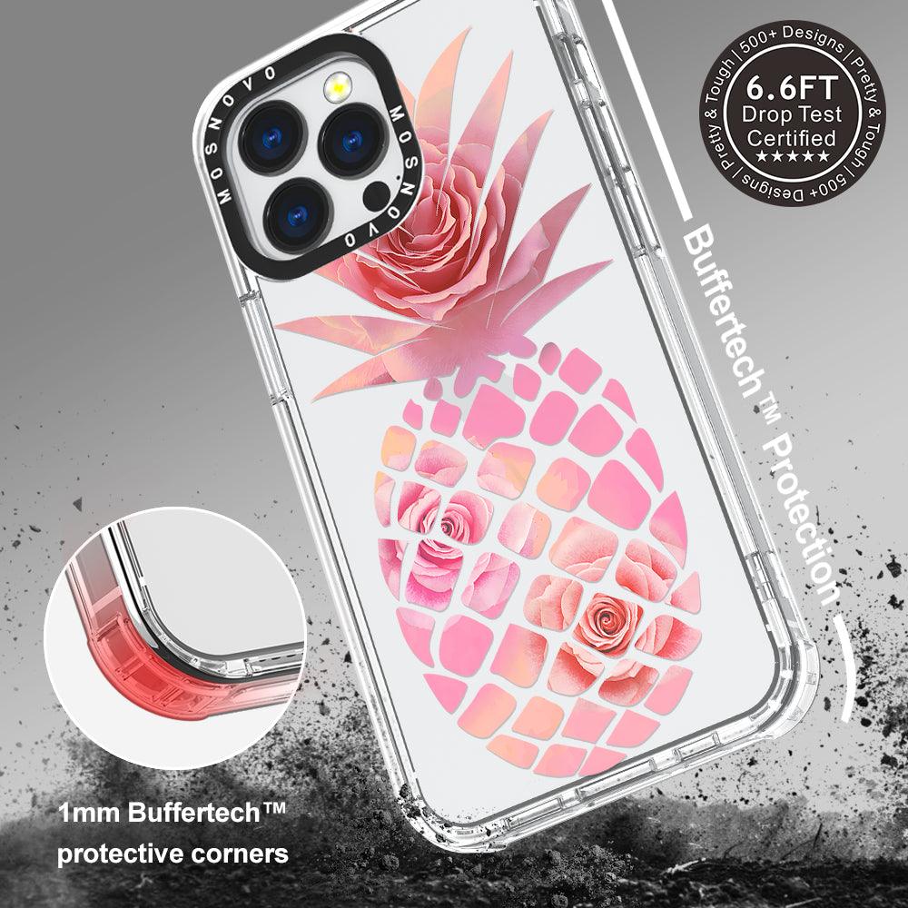 Pink Floral Pineapple Phone Case - iPhone 13 Pro Case - MOSNOVO