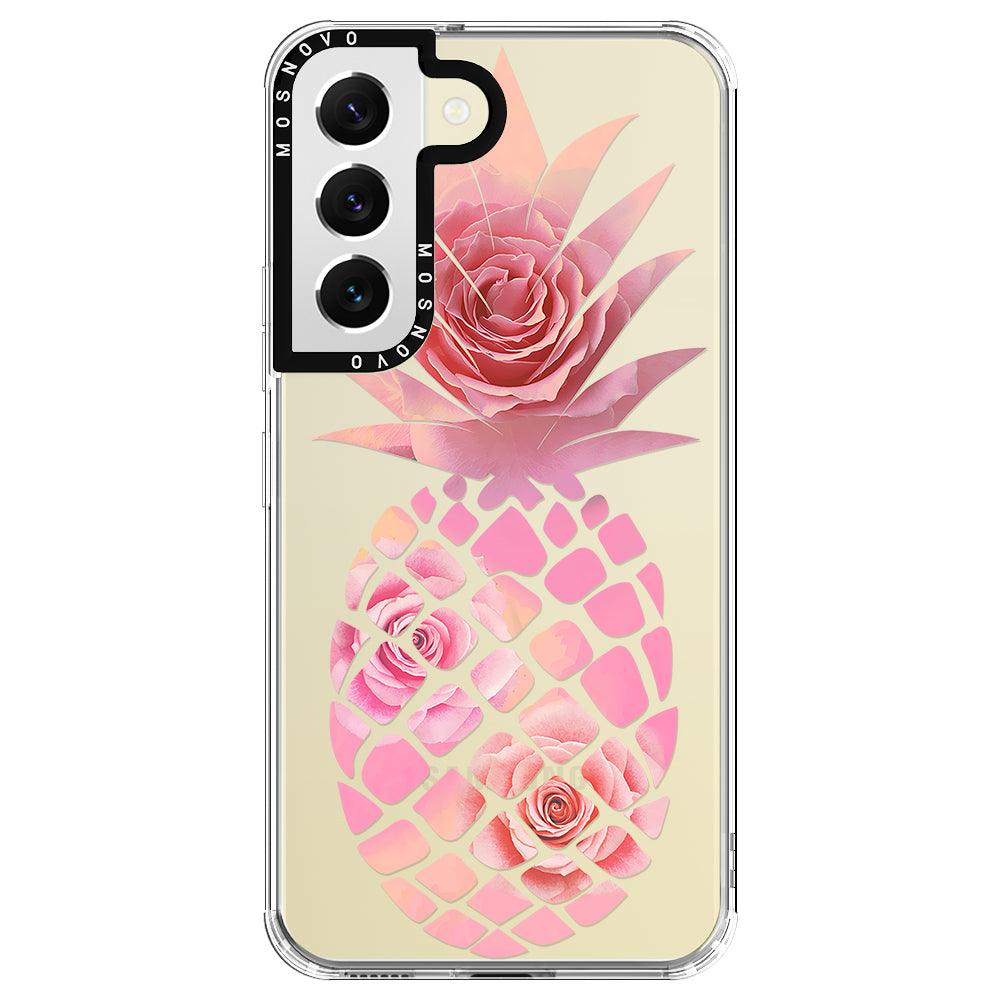 Pink Floral Pineapple Phone Case - Samsung Galaxy S22 Case - MOSNOVO